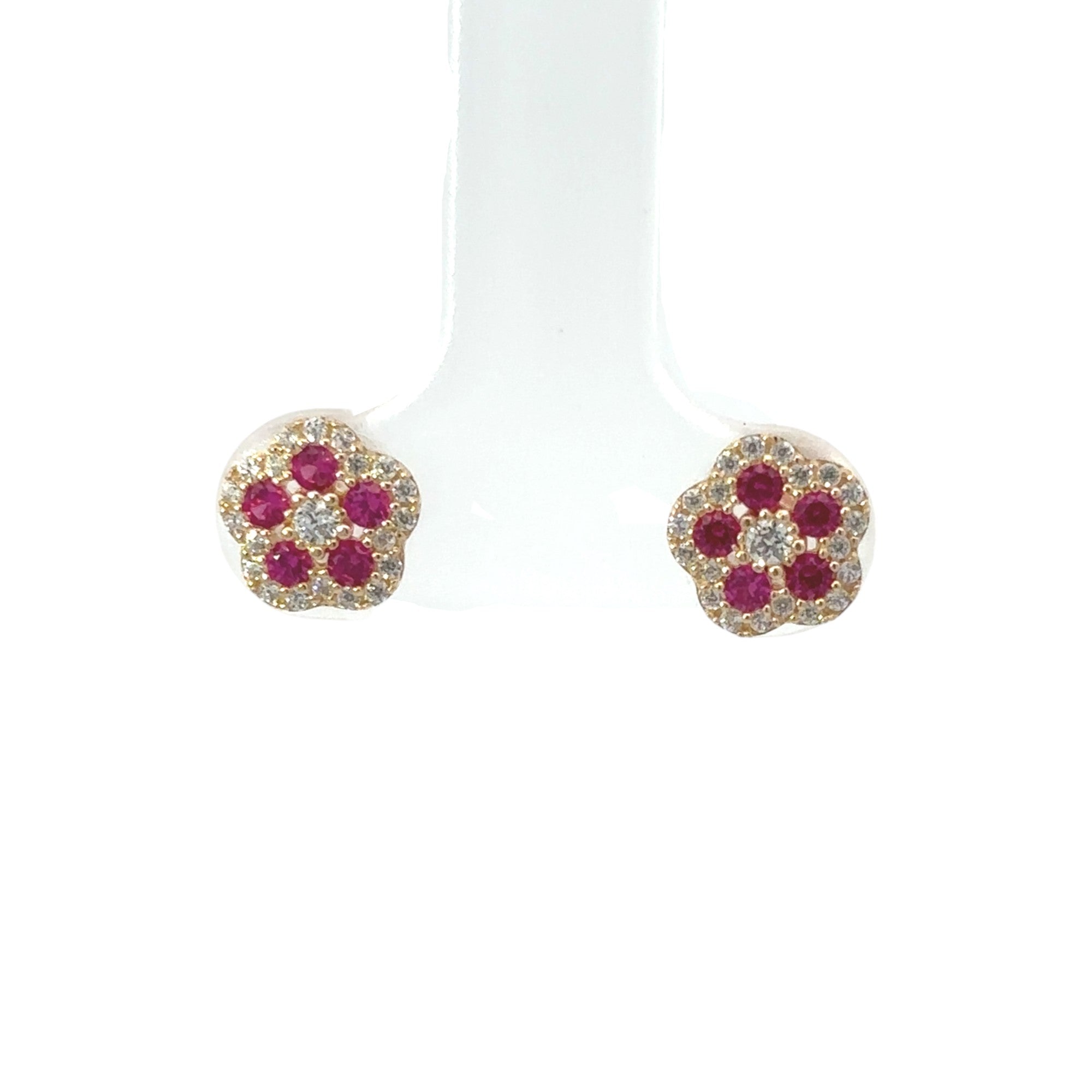 14k Gold Small Flower Stud Earrings with CZ for Babies – Shop Italics