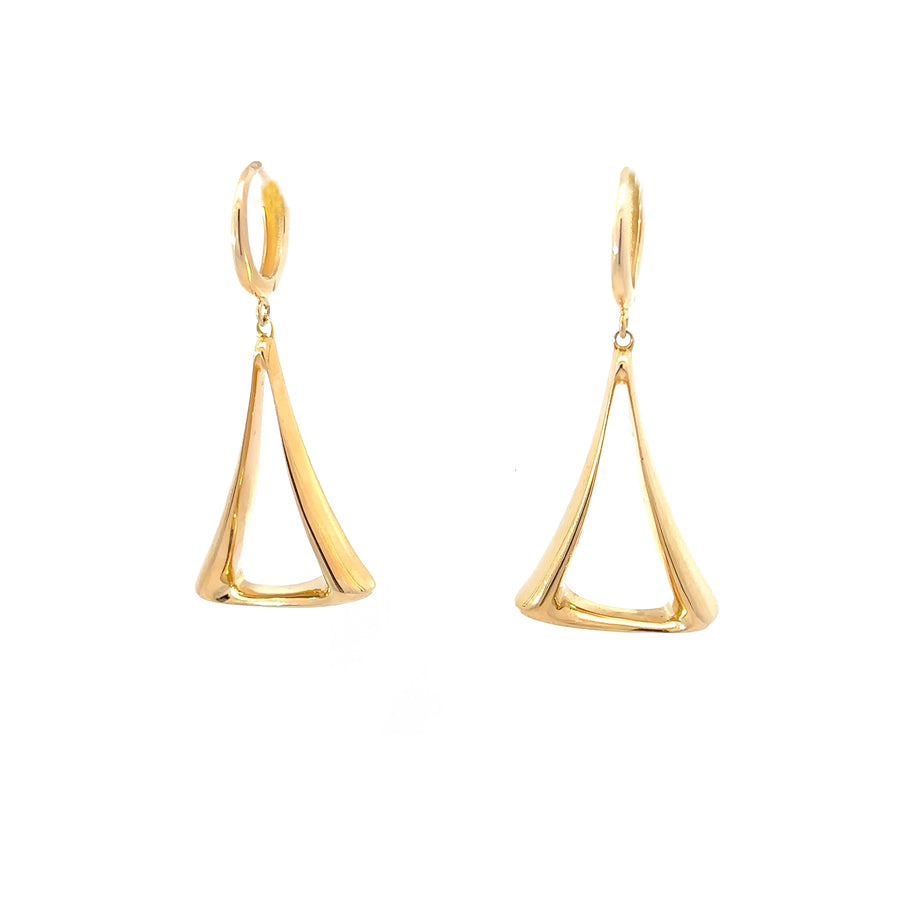 Earring Solid Large Triangle in 14K Gold for Women