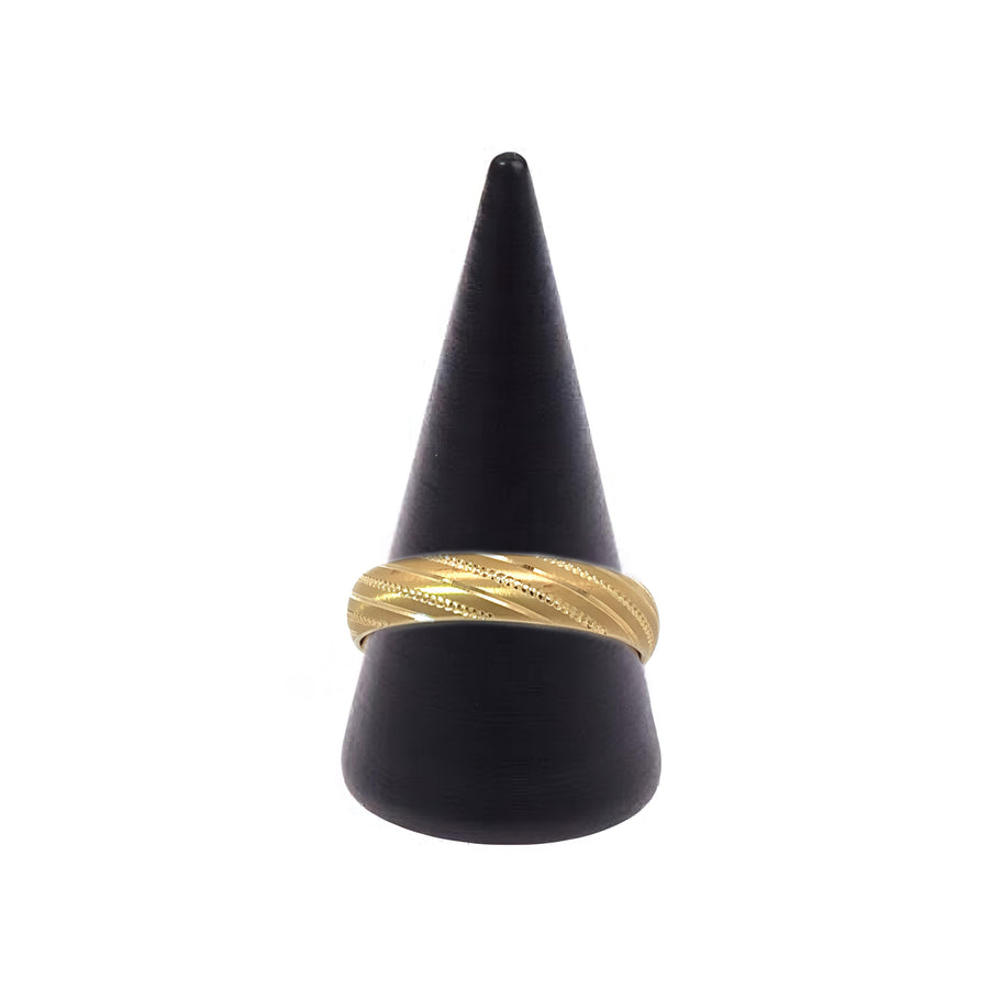 14k Yellow Gold Men's Ring with Faceted Design - Size 11