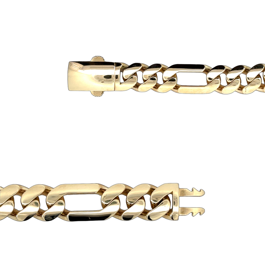 14k Gold Figaro Fan Bracelet for Men, 18.5 cm