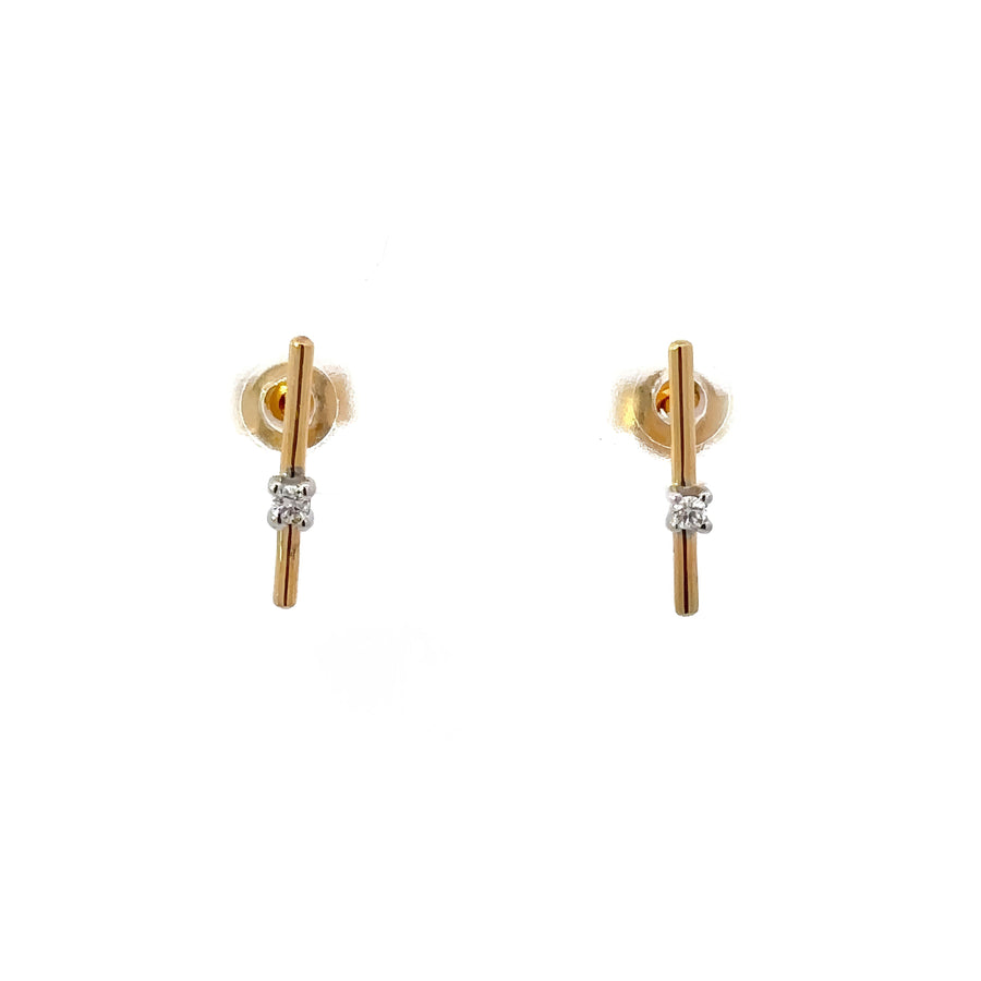 18k Gold Small Diamond Solid Earrings