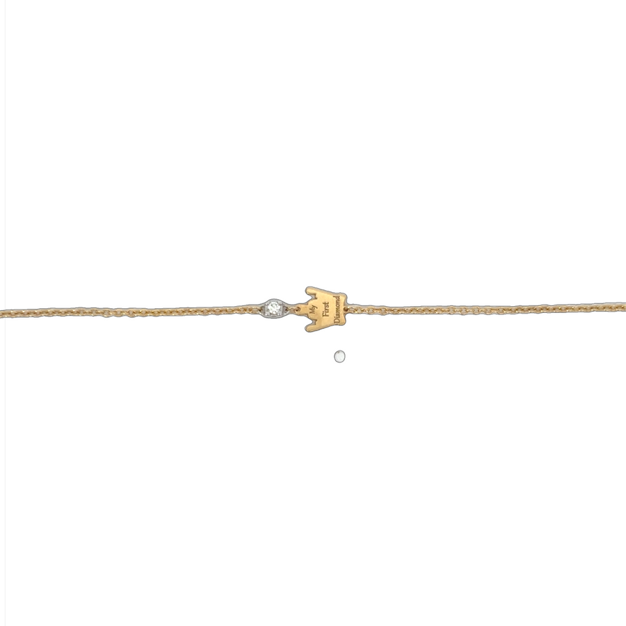 18k Gold Crown Bracelet with Diamond - Adjustable for Baby