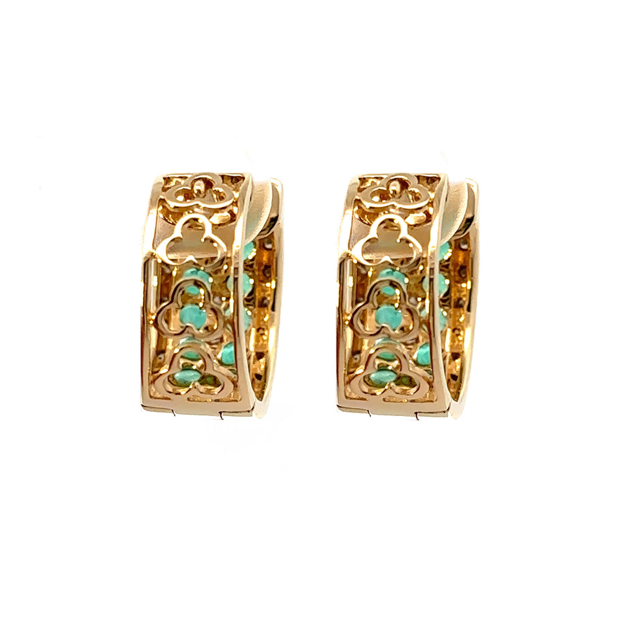 10k Gold Earrings with Effy Diamond and Emerald