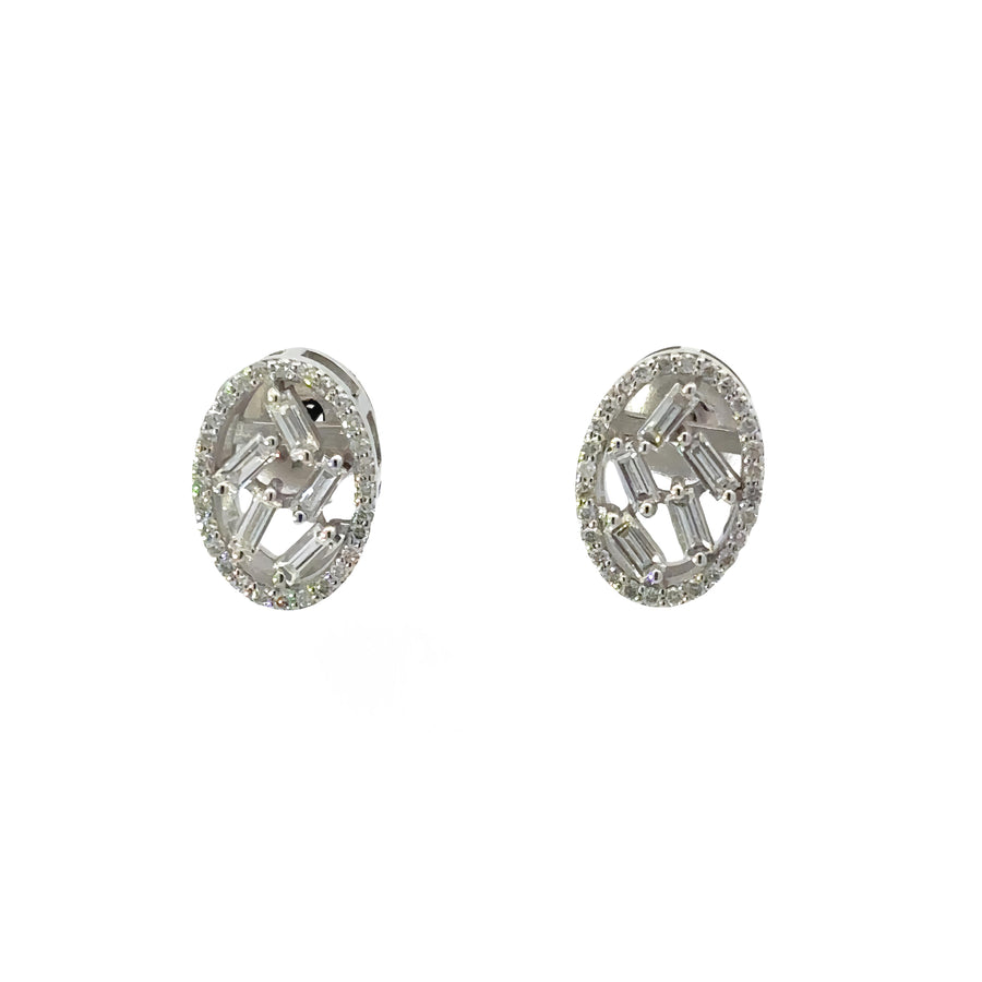 Diamond Oval Earrings for Women