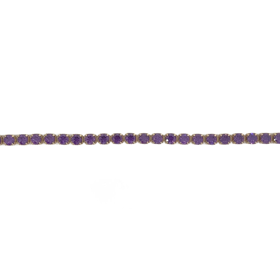 14k Gold Bracelet with Violet CZ, 18.5 cm