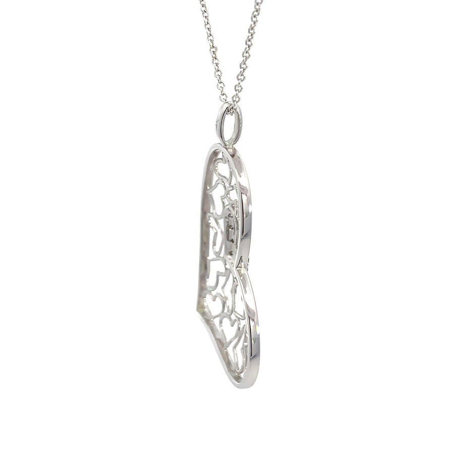 14k White Gold Necklace with Heart-Shaped Diamonds