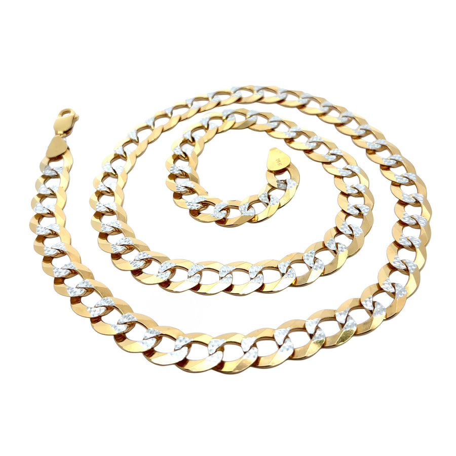 14k Gold Cuban Chain with 2 Tones, 26 Inches