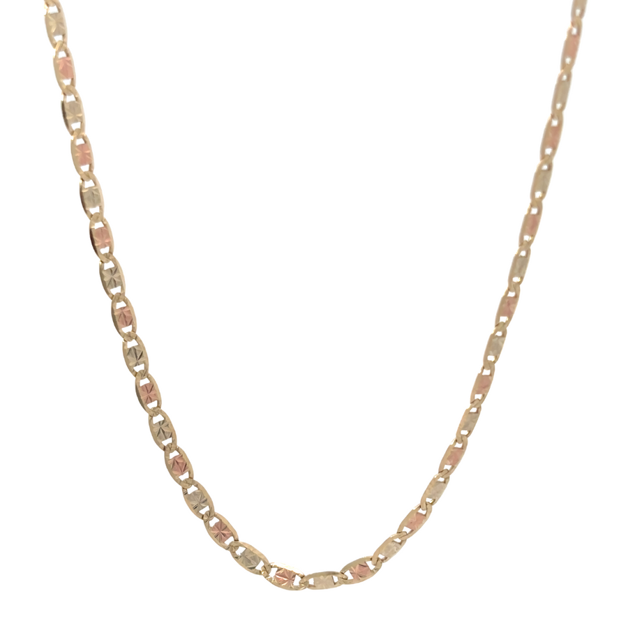 Close-up of the 10k gold 2-tone necklace for men, showcasing the yellow and white gold finish.