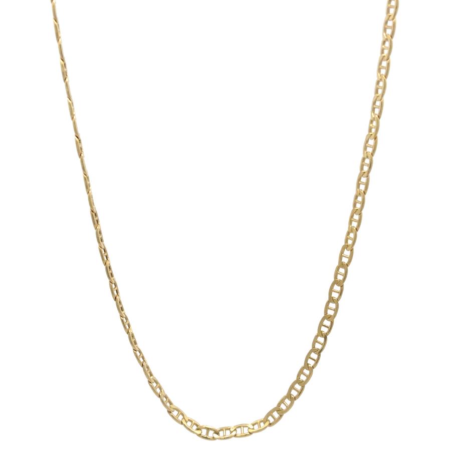 18-inch 10k gold chain worn solo, creating a minimalist look that exudes sophistication