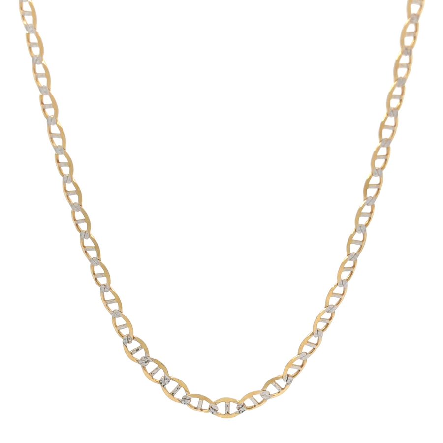 Close-up of 10k gold 18-inch ESL chain for men, showcasing its sleek design