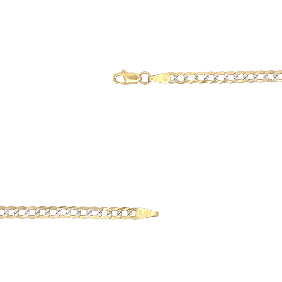 Man wearing 10k gold Cuban bracelet paired with a matching chain