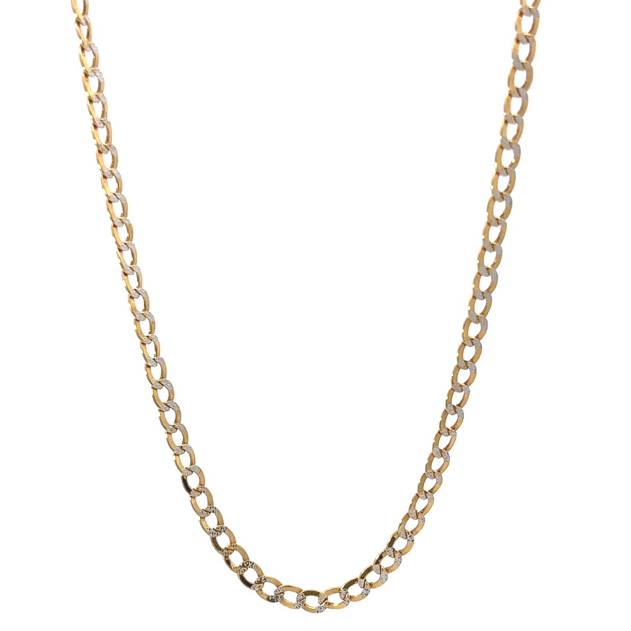 Full-length 24-inch Cuban chain laid flat against a neutral backdrop
