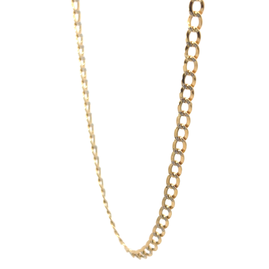A model wearing the 20-inch Cuban link chain, showcasing its bold and masculine style.