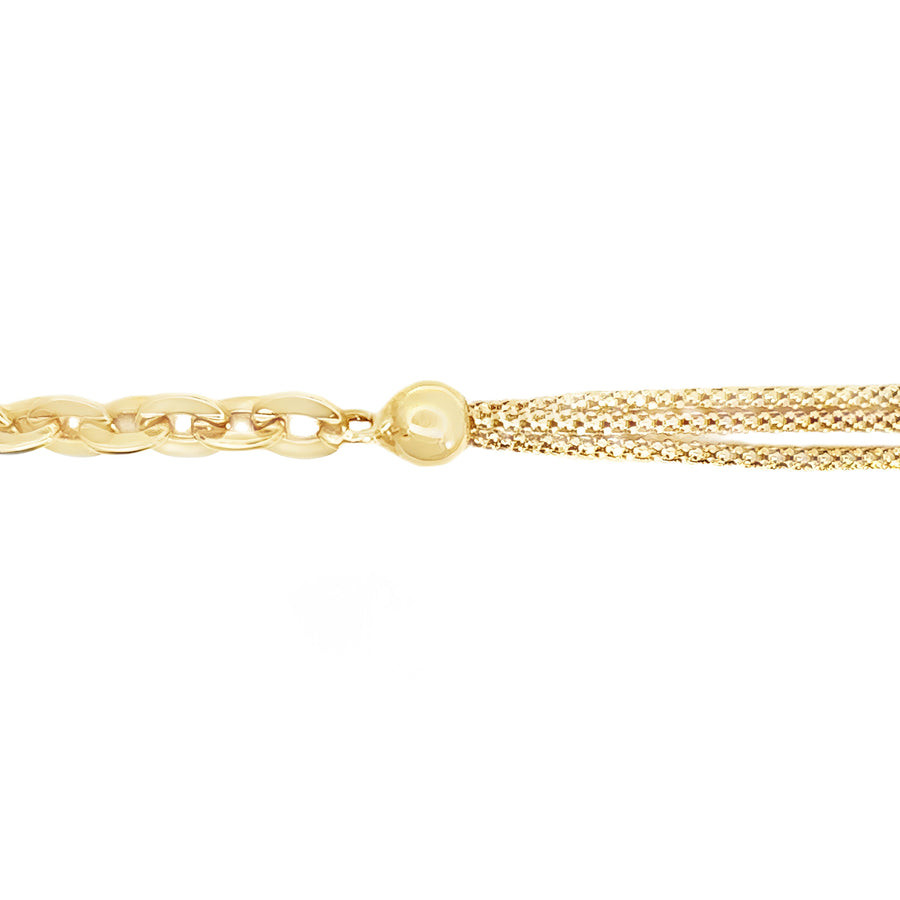 14k Gold Bracelet with Half Rope and Chain Design for Women