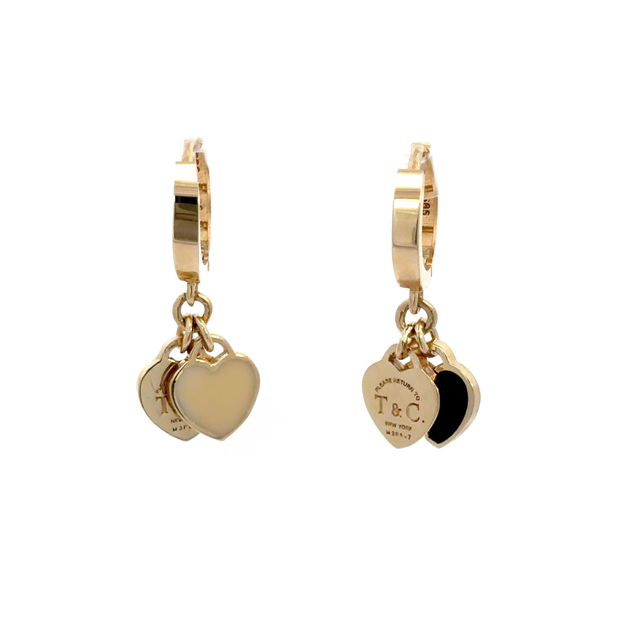 14k Gold Huggies with Heart for Women - Set5