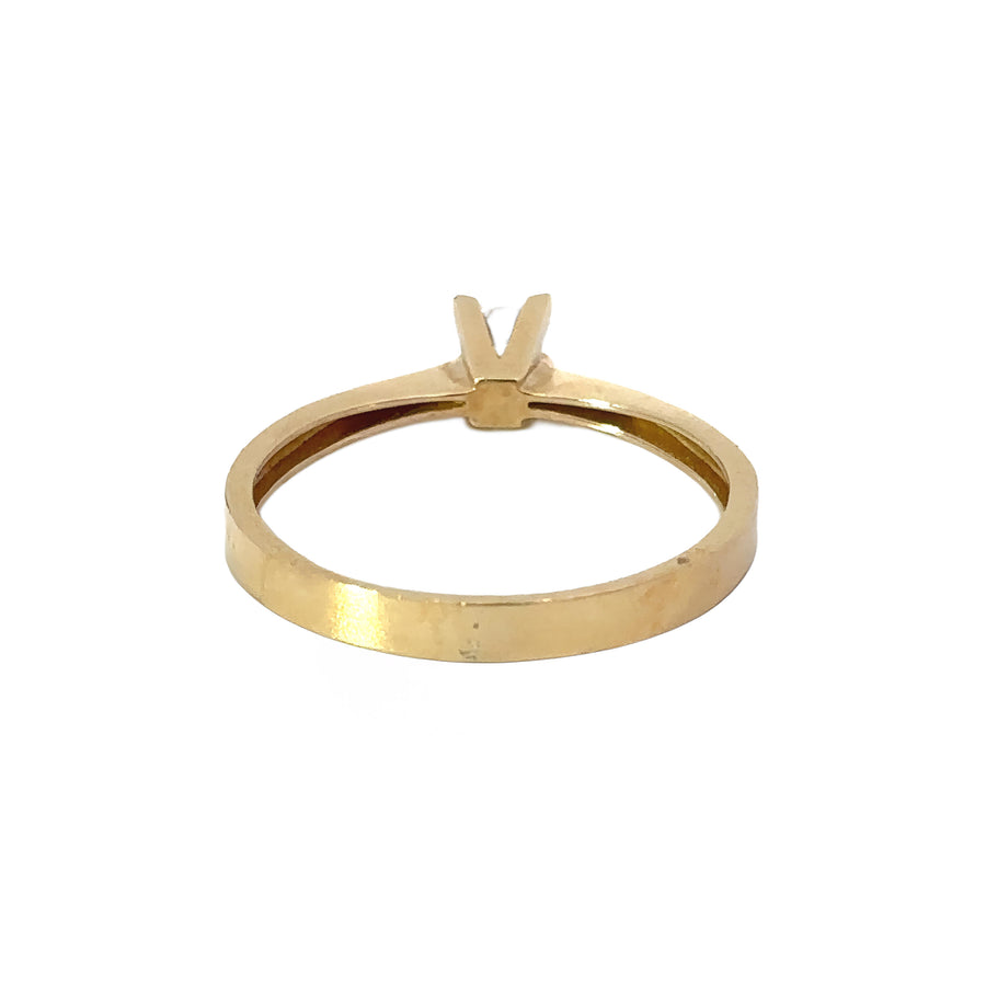 14k Gold Cube Solitaire CZ Ring for Women, Size 6