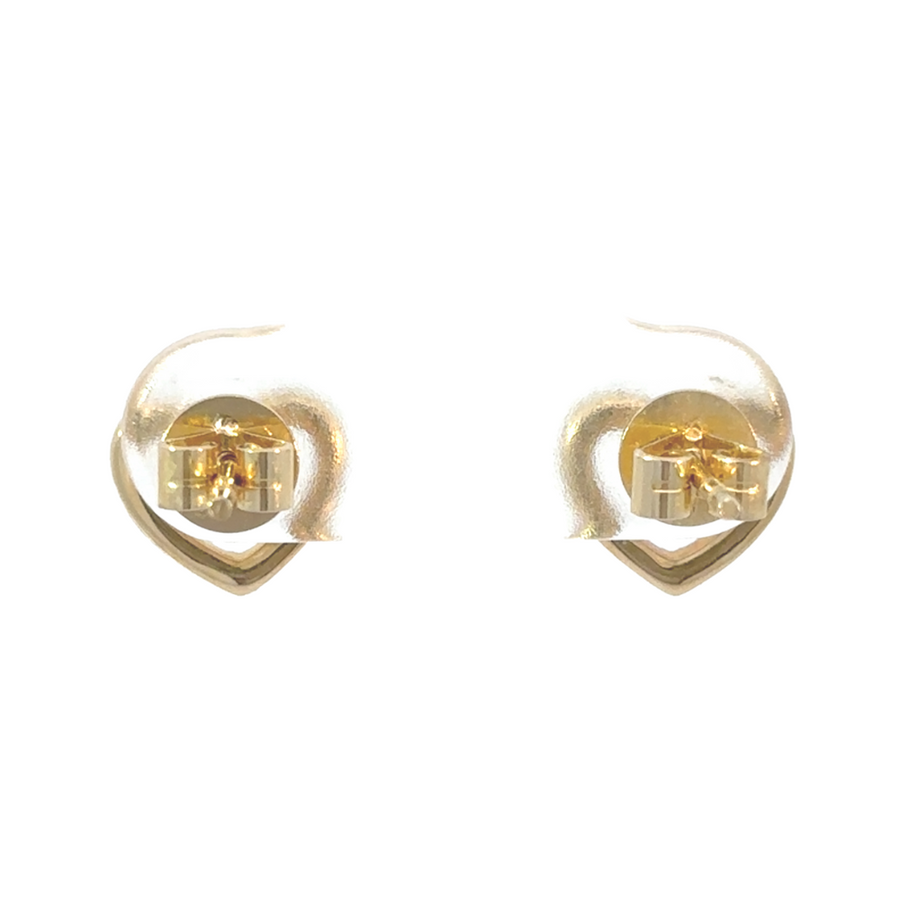14K gold heart stud earrings with brilliant diamonds, symbolizing love