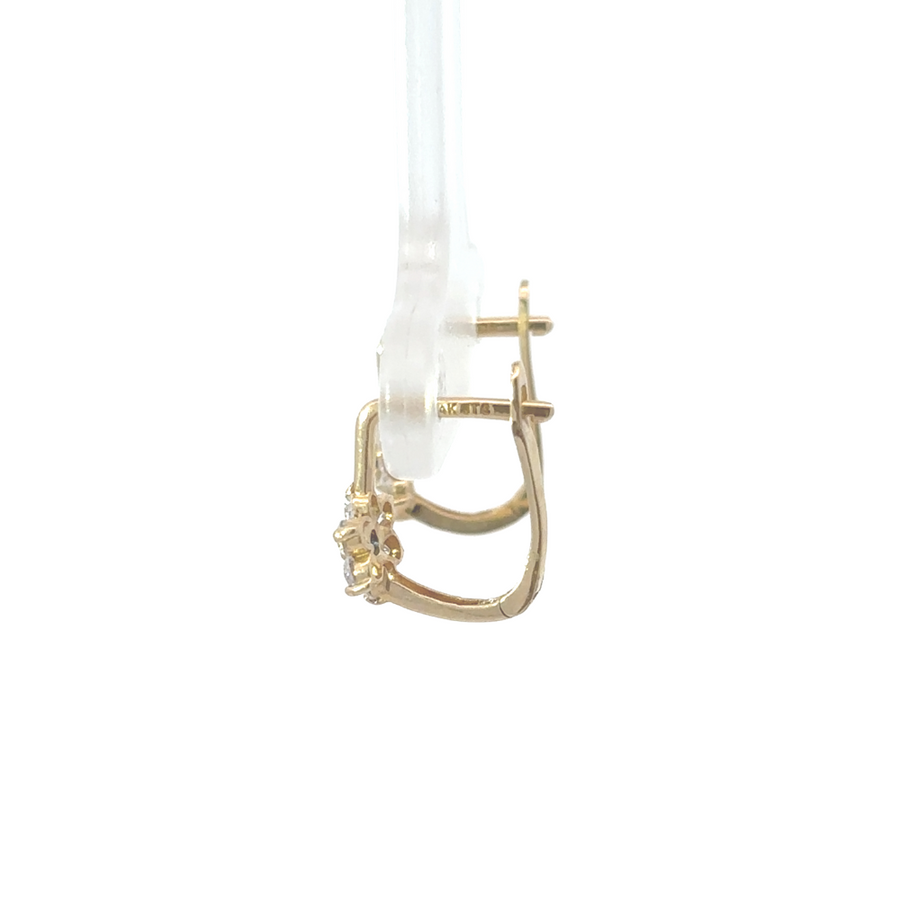 Elegant 14K gold flower earrings in gift box with sparkling CZ stones
