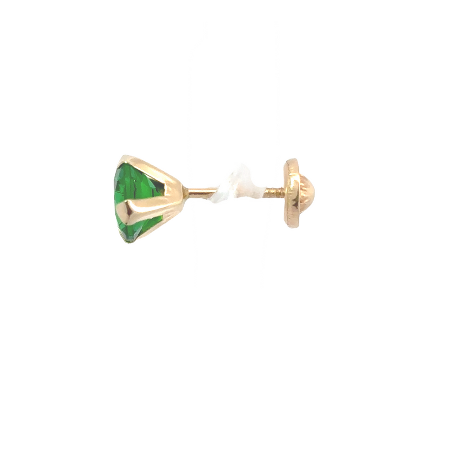 Elegant 14K gold earrings with green cubic zirconia for women