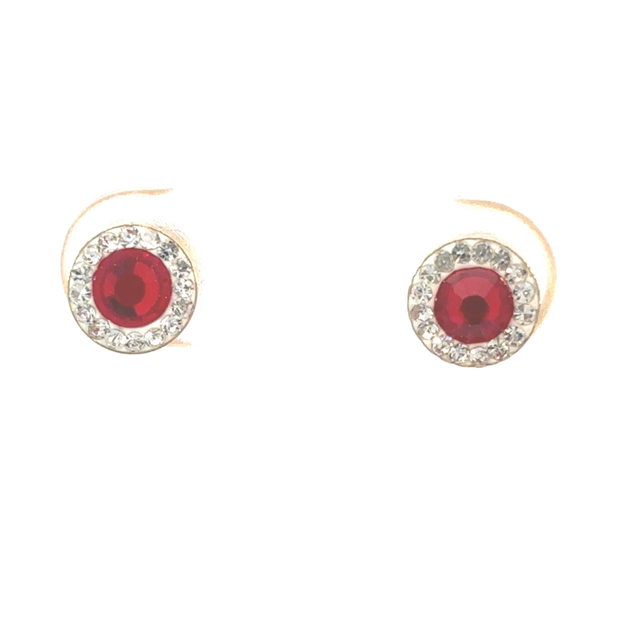 14K gold red stone stud earrings, emphasizing the earrings’ elegant and timeless look.