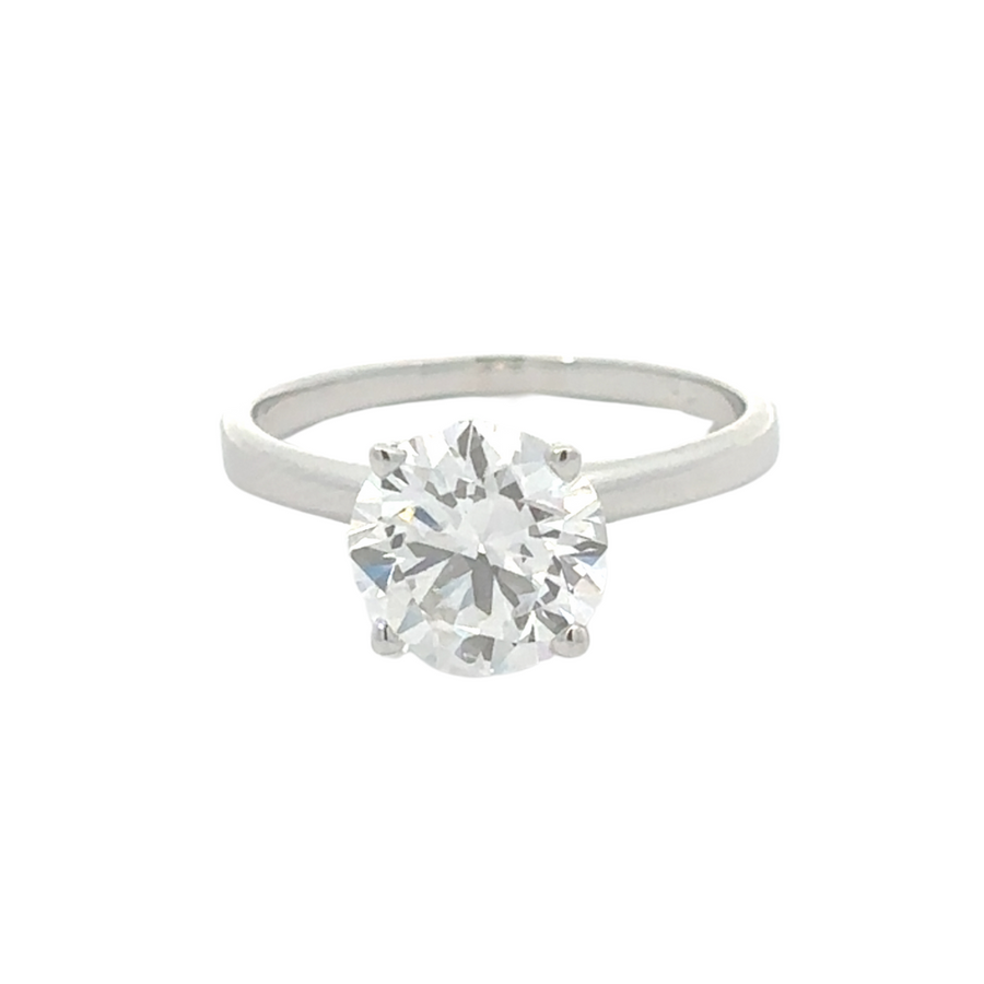 14K white gold ring with a 2.00 CT lab-created diamond, front angle