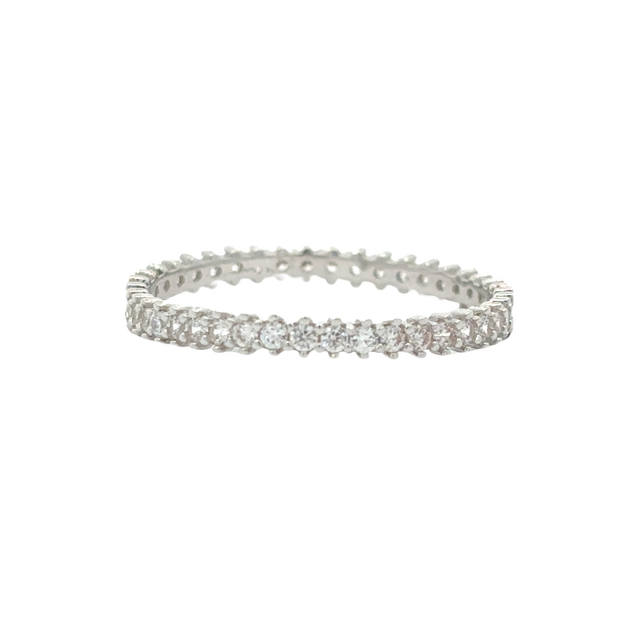 14K white gold ring with full cubic zirconia (CZ) detailing