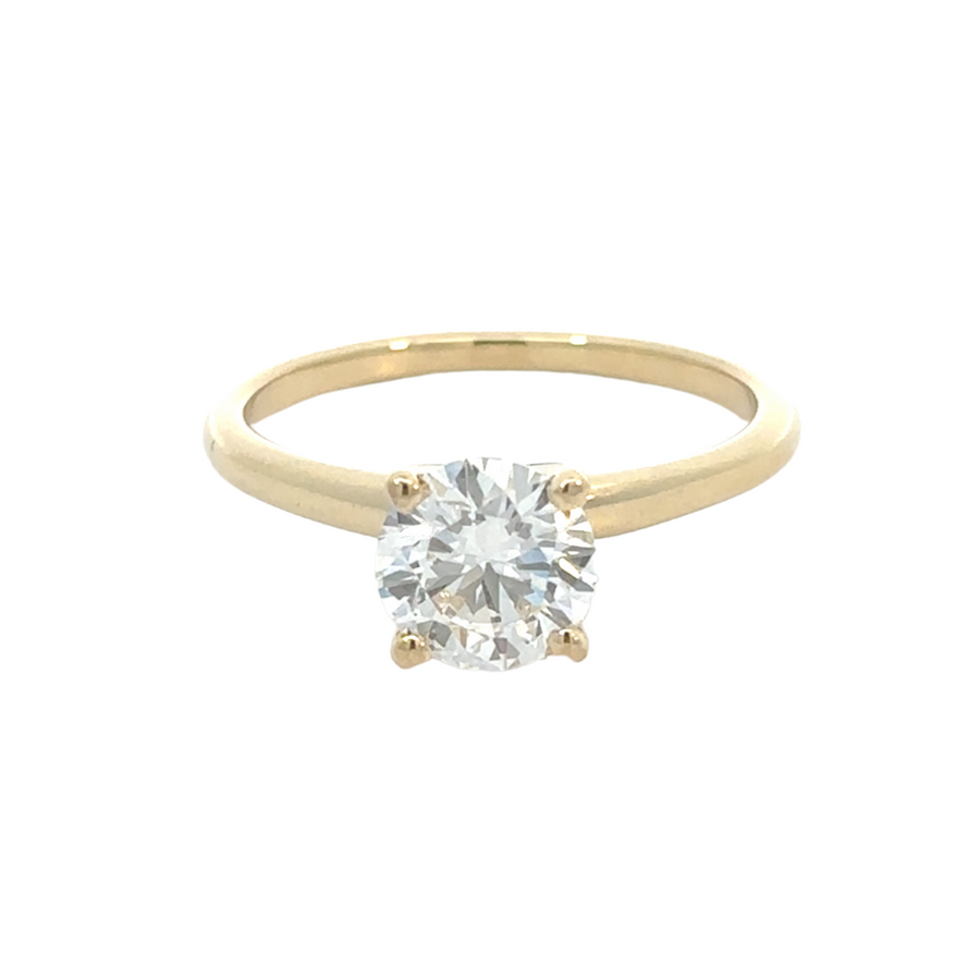 14K yellow gold solitaire ring with 1.06 CT lab diamond, front view