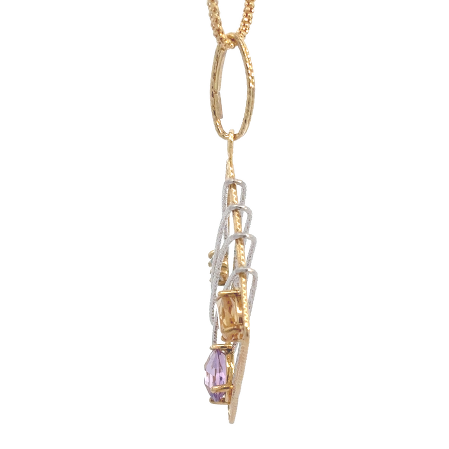 5.5 cm two-tone gold pendant in polished finish