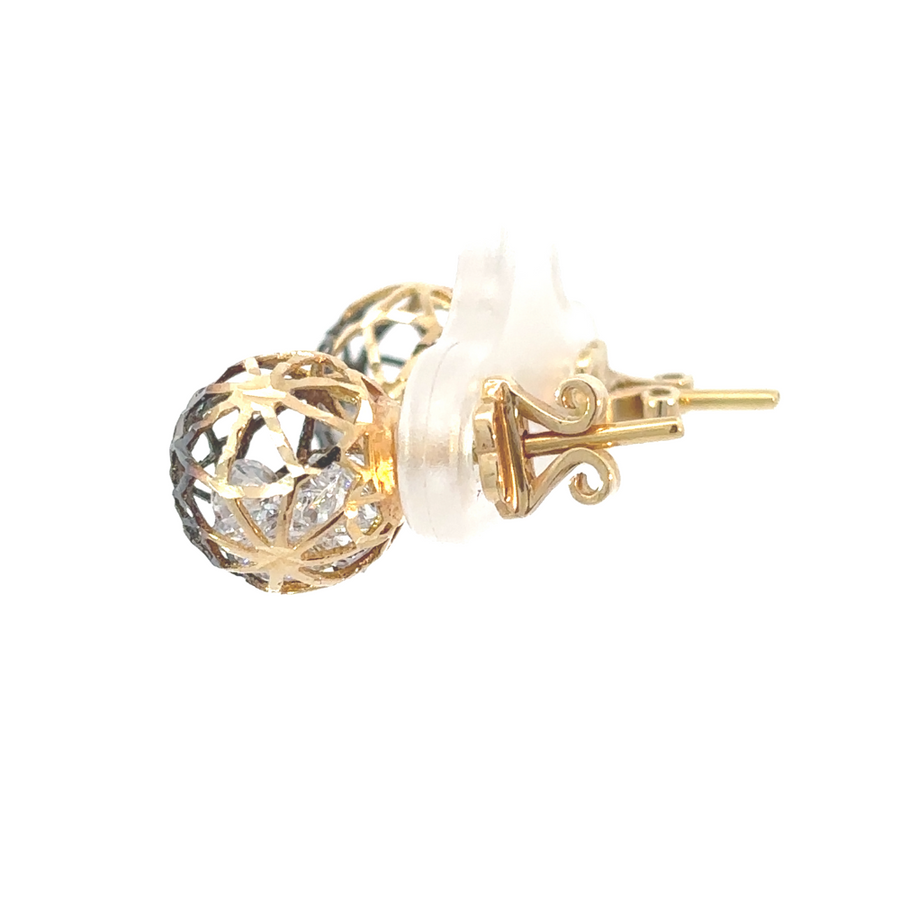 Modern 14k gold earrings featuring dual-tone finish