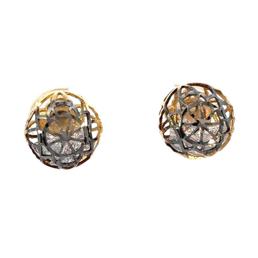 Elegant women’s stud earrings with two-tone gold design