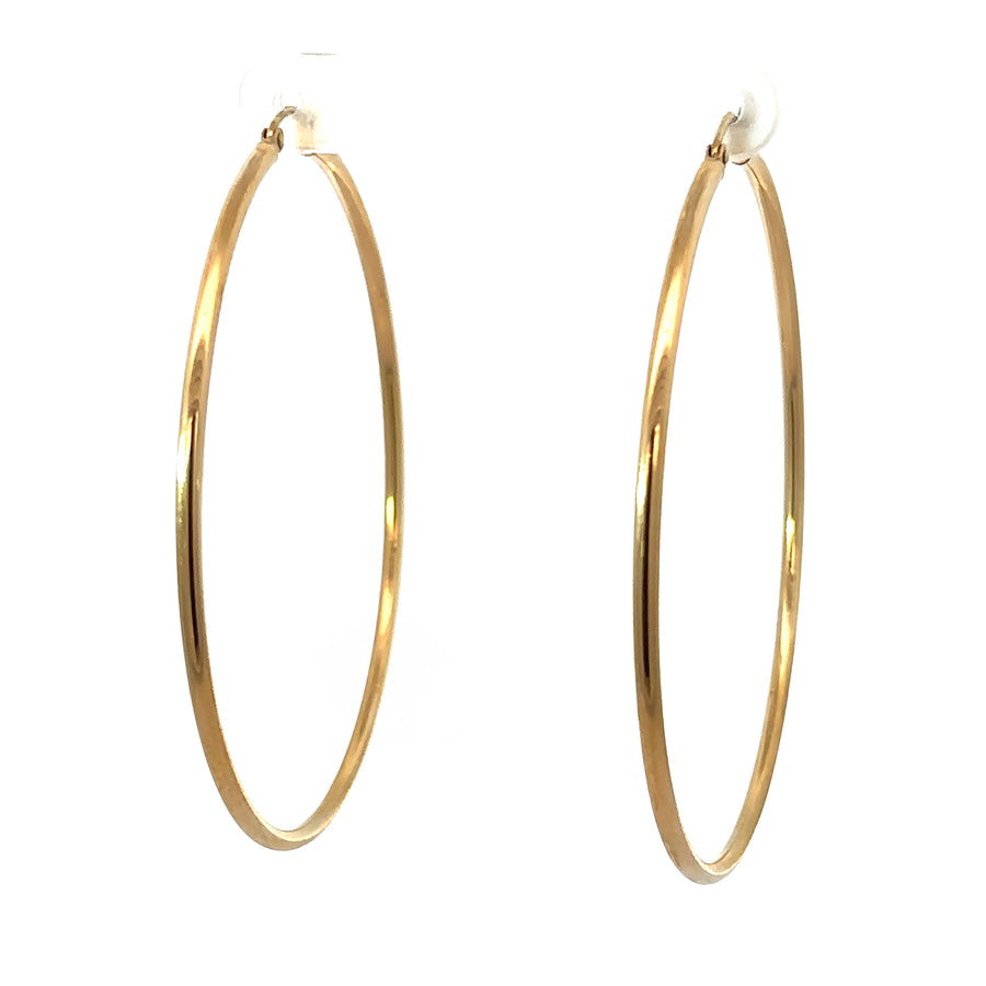 Classic 60mm gold hoop earrings crafted in 14k gold