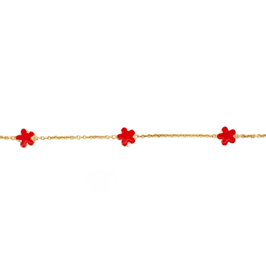 Close-up of adjustable clasp on 14k gold baby bracelet