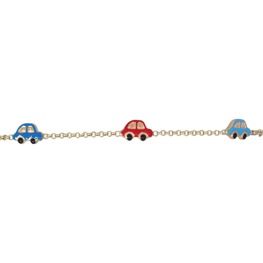 Close-up of adjustable clasp on 14k gold baby bracelet
