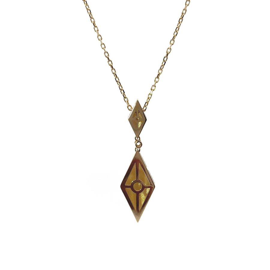 Elegant gold necklace laid flat showing 18.5 to 20.5 inch range