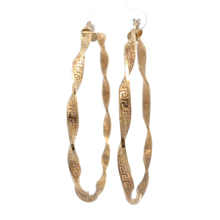 Bold 63mm 14k gold argolla earrings with polished finish