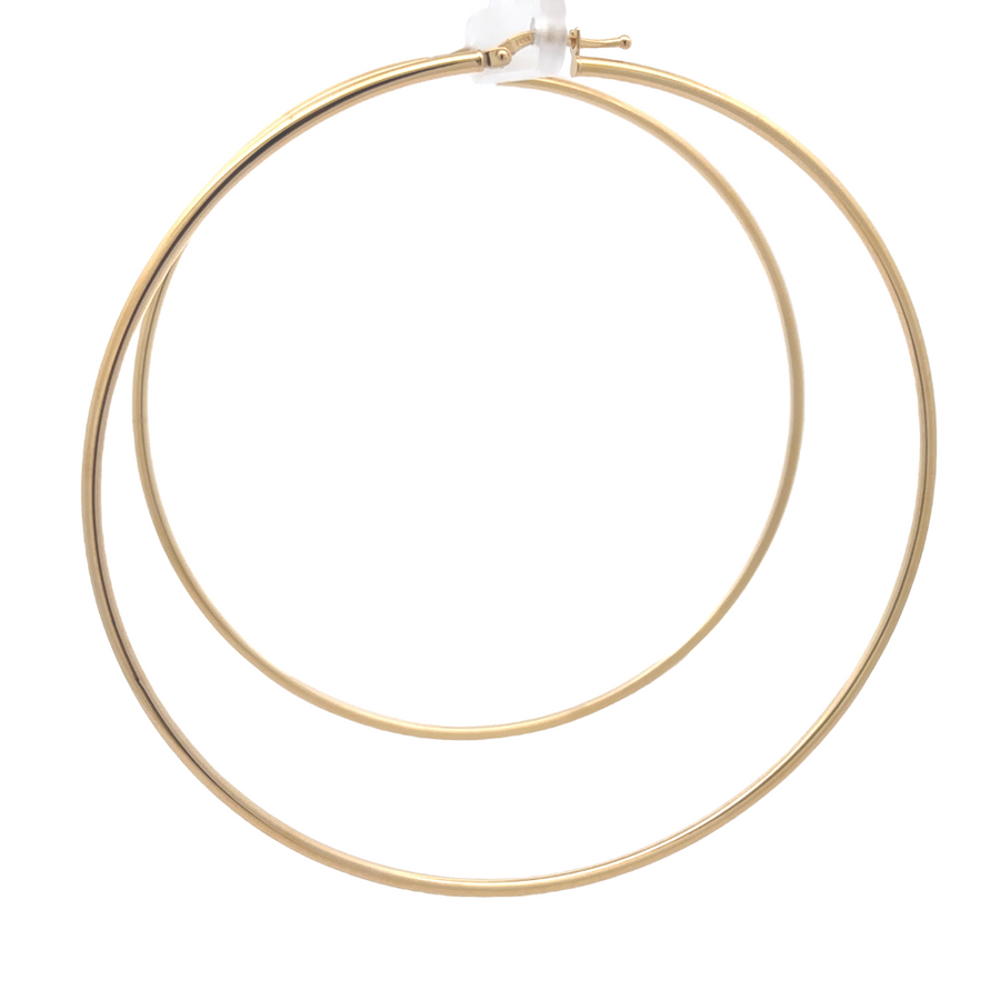 Bold 14k gold XXL hoop earrings for women – front view