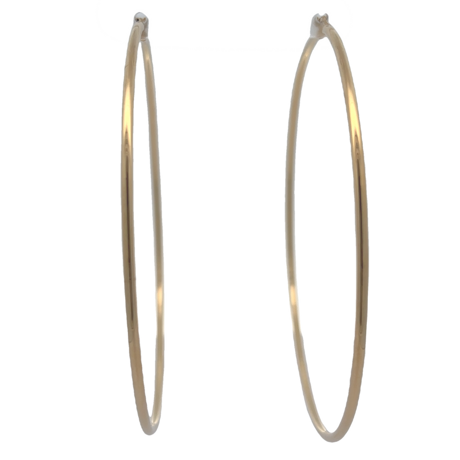 Extra-large 83mm 14k gold argolla earrings with polished finish