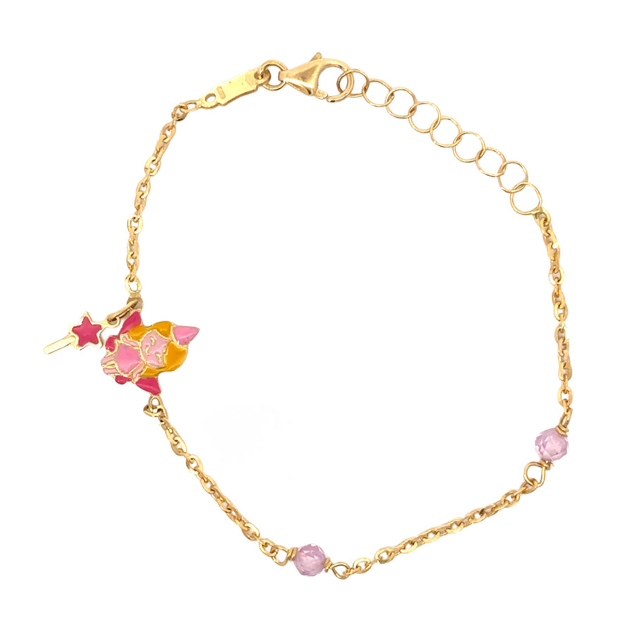 Close-up of clasp on gold baby bracelet