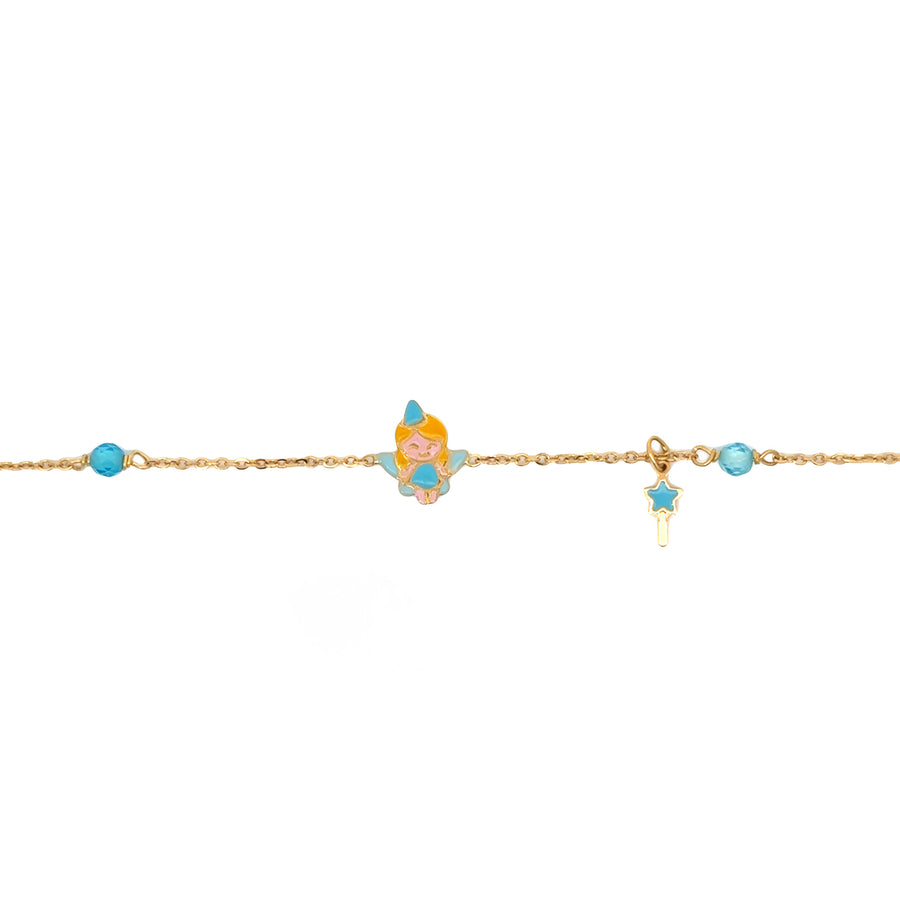 Close-up of hypoallergenic gold baby bracelet