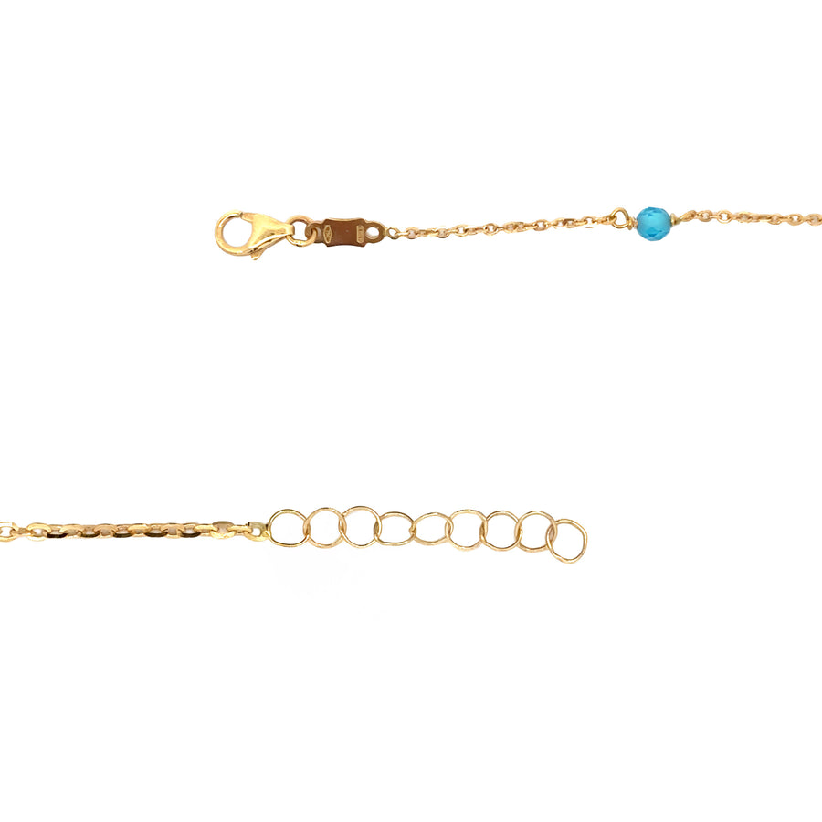 Delicate gold bracelet for infant on soft background