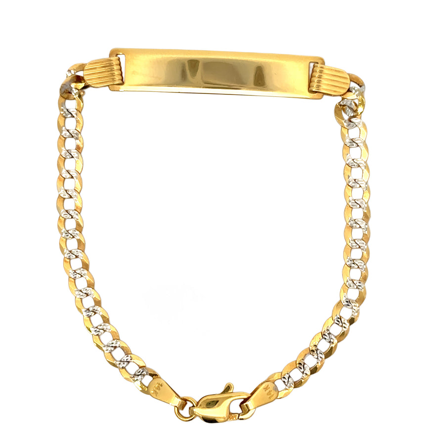 14k gold baby bracelet on white background