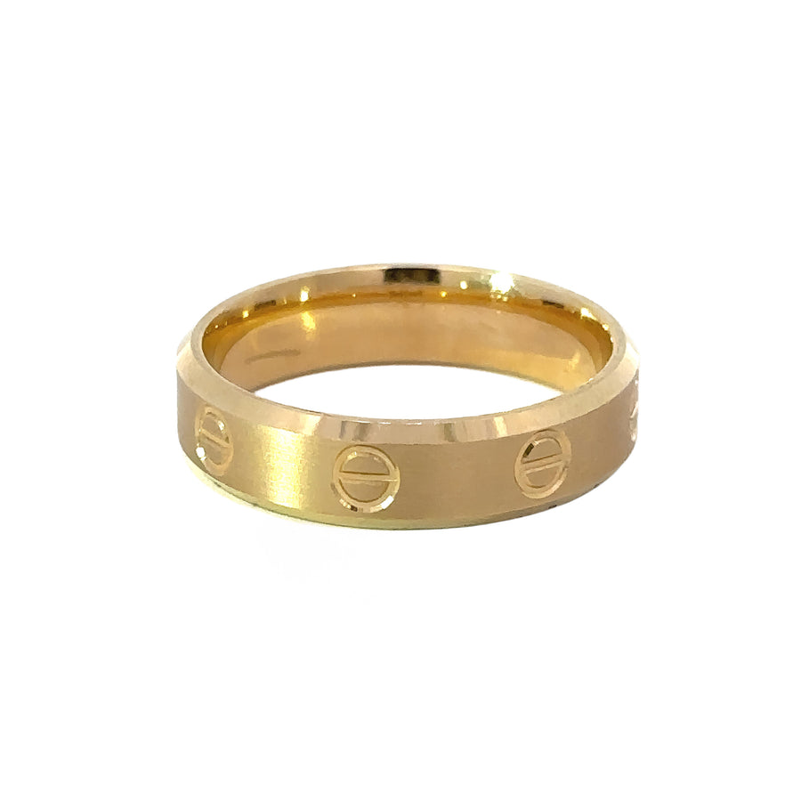 Minimalist 14k gold ring displayed on white background


