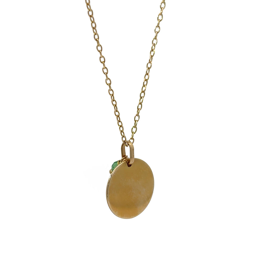 Close-up of delicate 14k gold necklace with "Be Sweet" pendant

Adjustable 14k gold necklace laid flat, showing clasp and chain length options