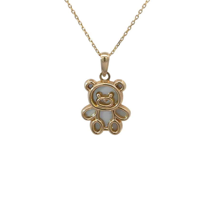14k gold bear pendant with high polish finish