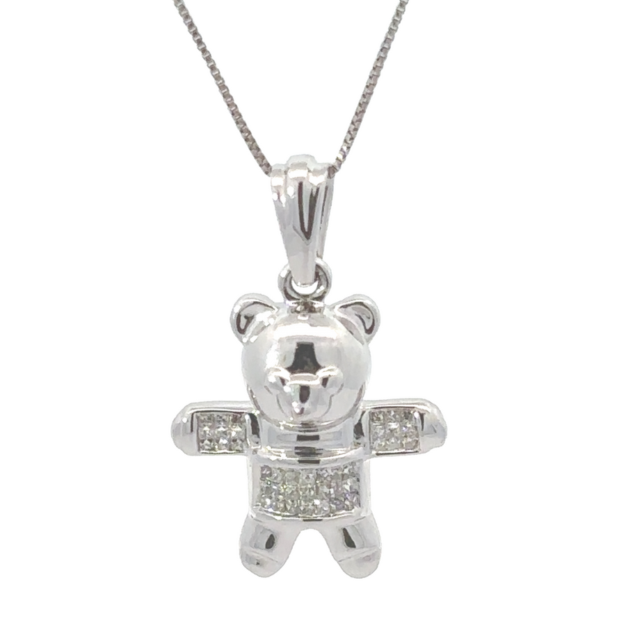 14k gold bear pendant with diamonds – front view