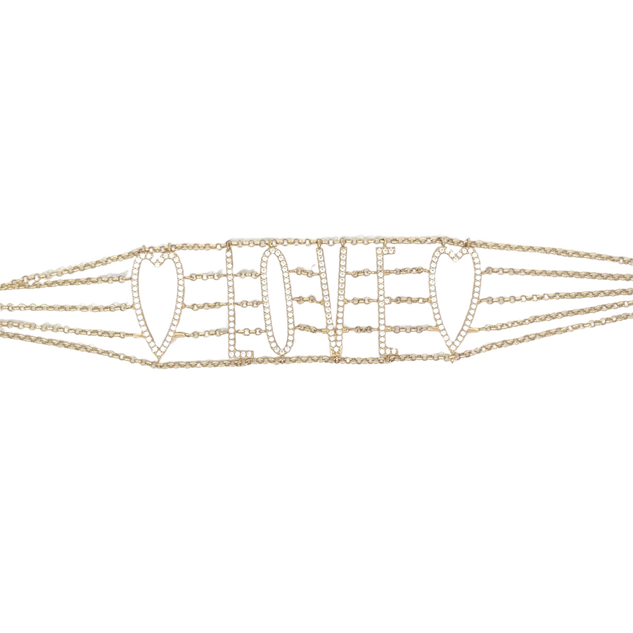 14k gold "Love All CZ" bracelet with sparkling cubic zirconia accents for women