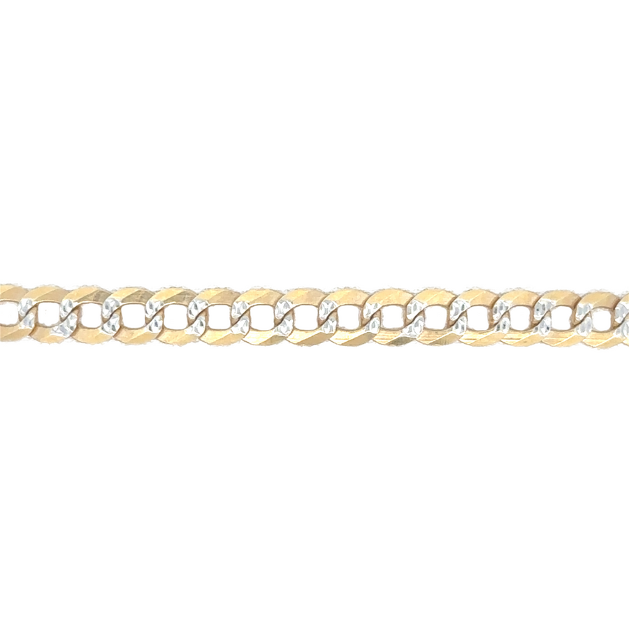Side view of 14k gold bracelet, highlighting the bold yet comfortable fit