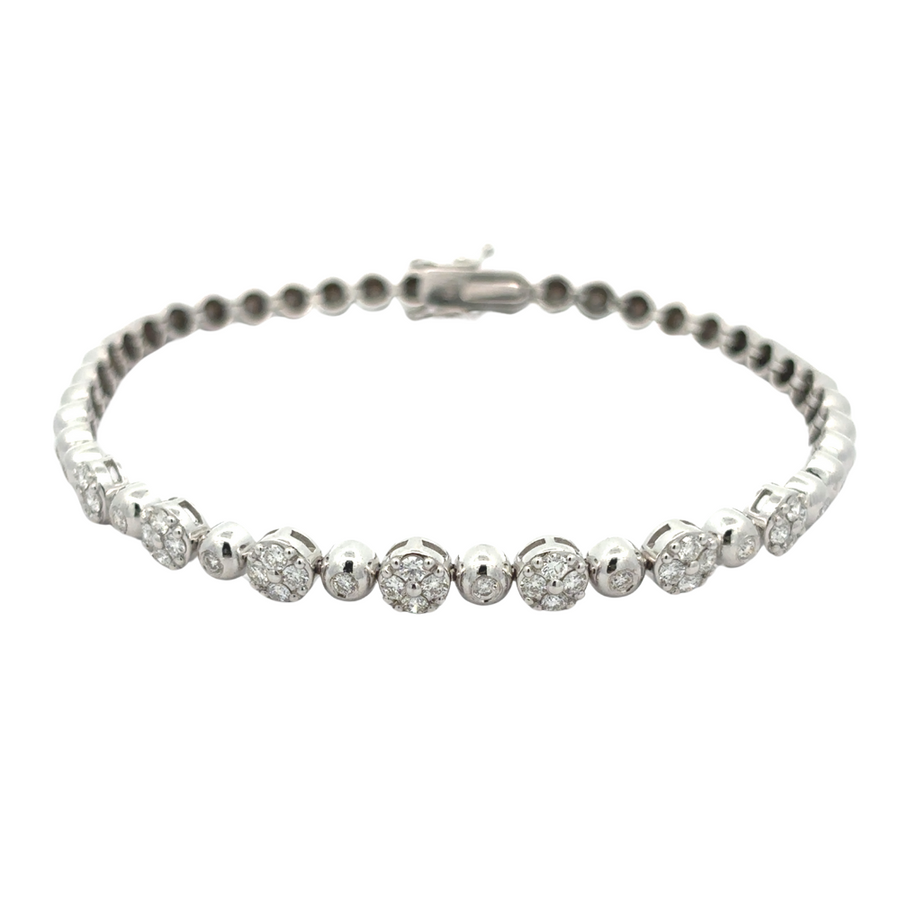 14k gold bracelet with diamonds displayed flat on white background