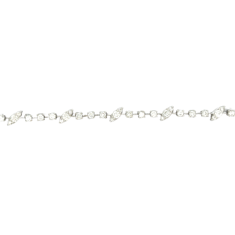 Women's bracelet with diamond-studded leaves