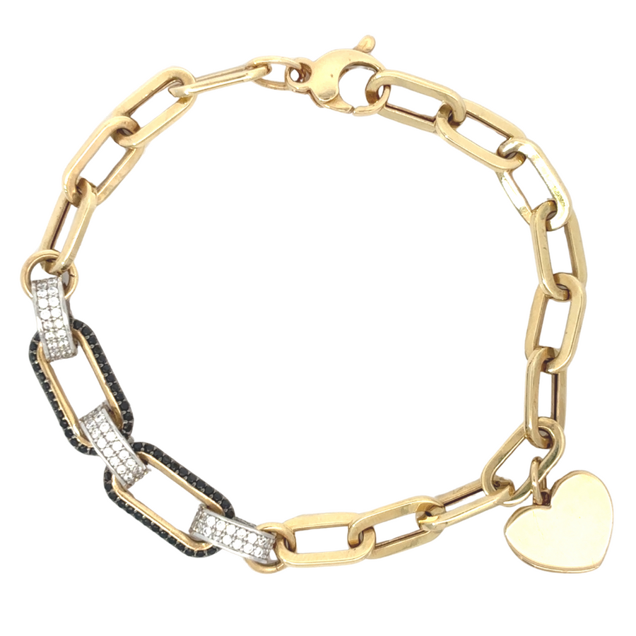 14k gold bracelet with heart-shaped chain links for women